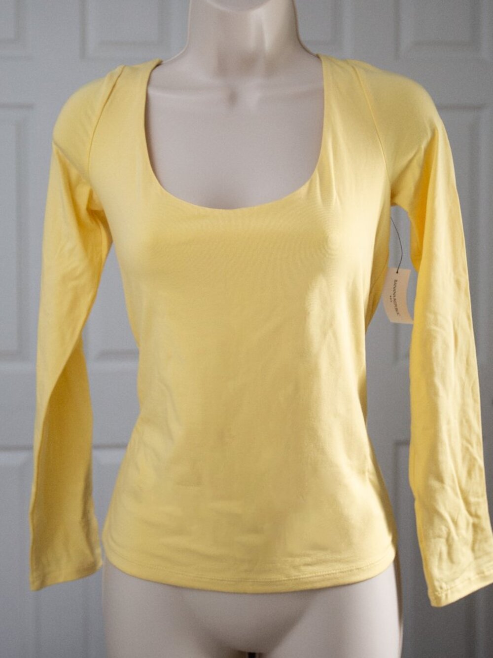 Bright Yellow Scoop Neck Long Sleeve Top